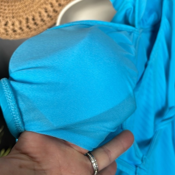 Into The Bleu V-neck ruffle, drape waist,keyhole tie back knot, one piece swim - Picture 7 of 9